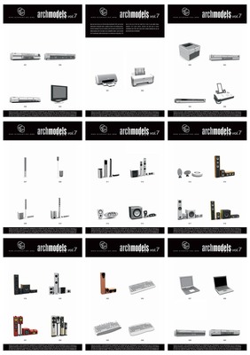 电脑打印机音响功放电视电子产品C4D模型